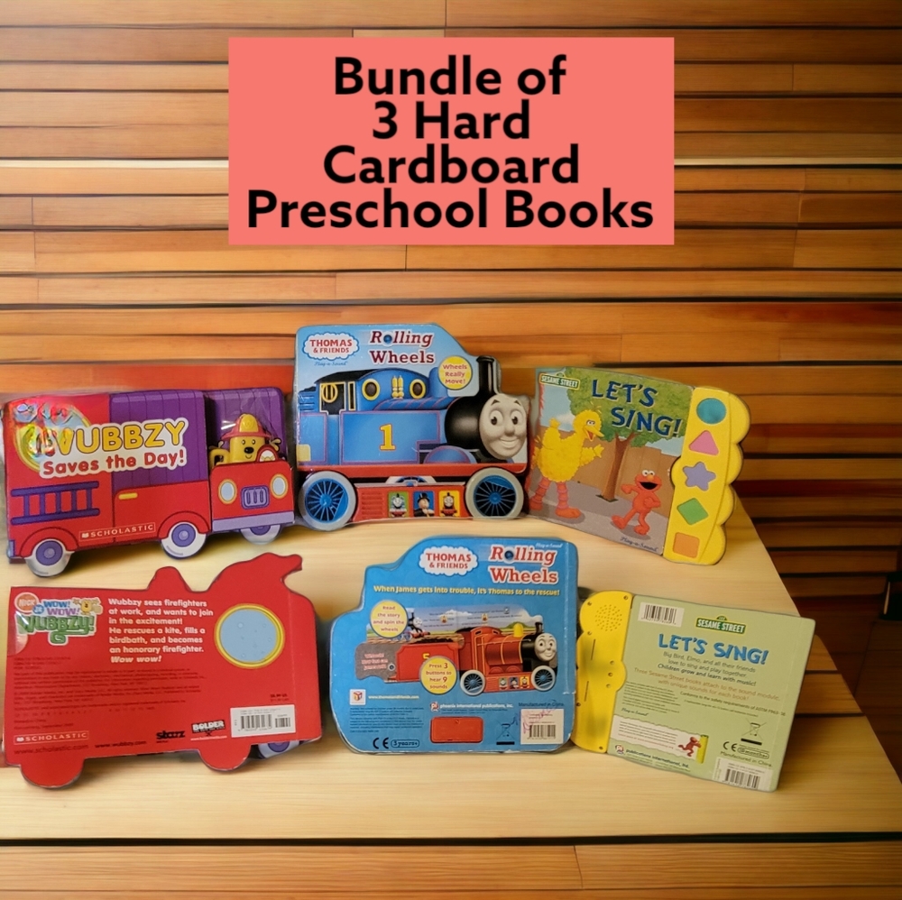 Bundle of 3 Hard Cardboard Preschool Books, Ages 1-3 years